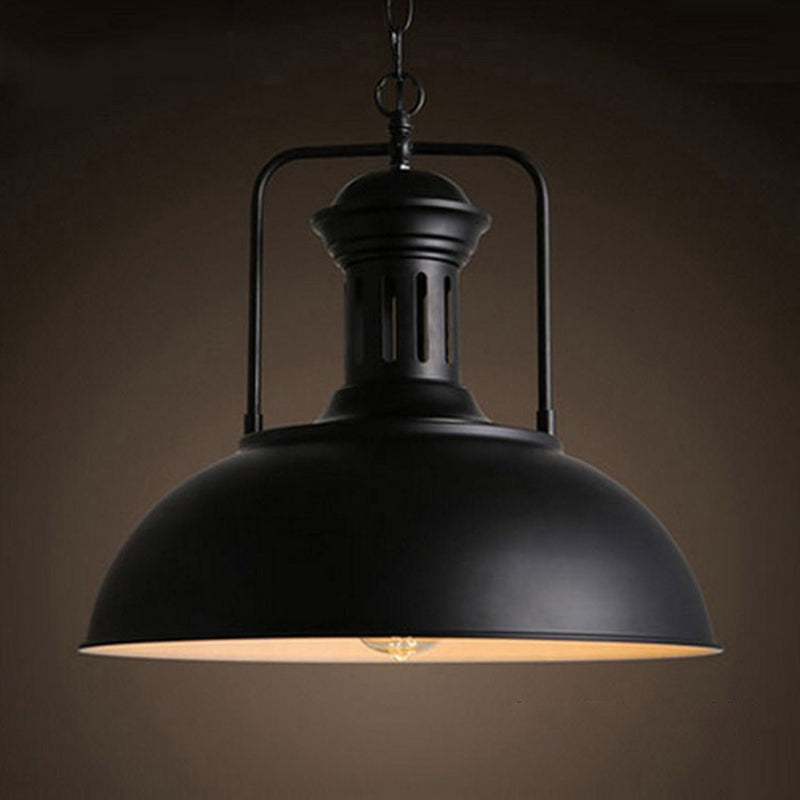 Forma di ciotola illuminazione sospesa in stile industriale metallo 1 lampada appesa alla luce per il ristorante