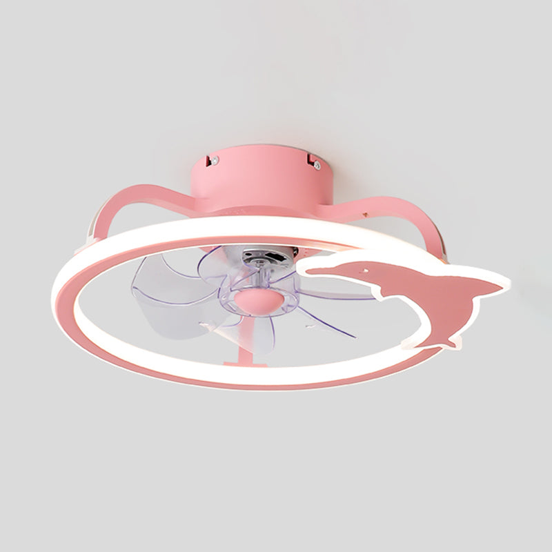 Unique Shape Metal Ceiling Fan Kids Style 2 Lights Ceiling Fan Lamp