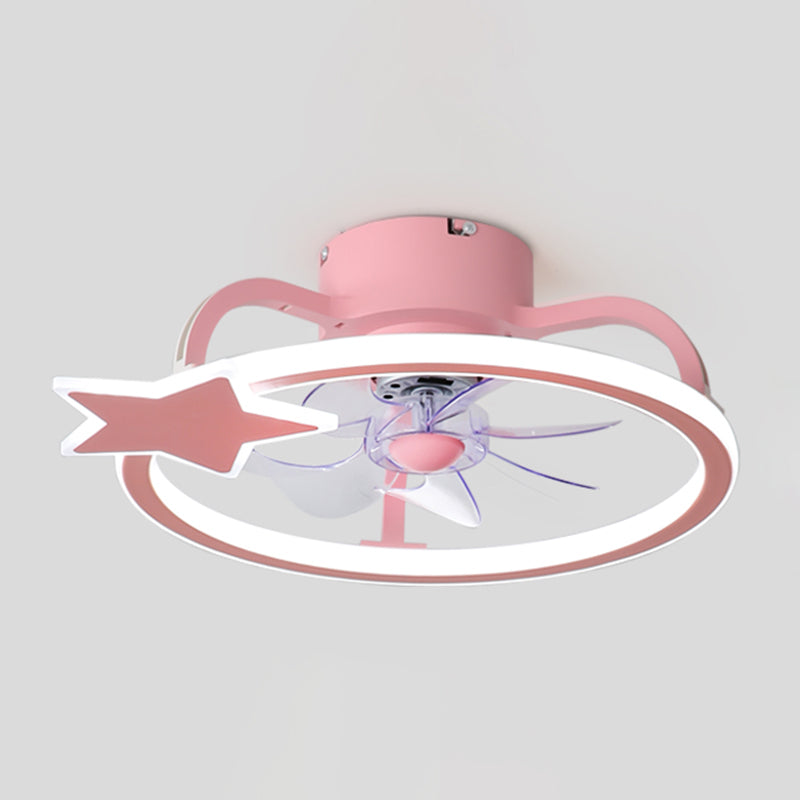 Unique Shape Metal Ceiling Fan Kids Style 2 Lights Ceiling Fan Lamp