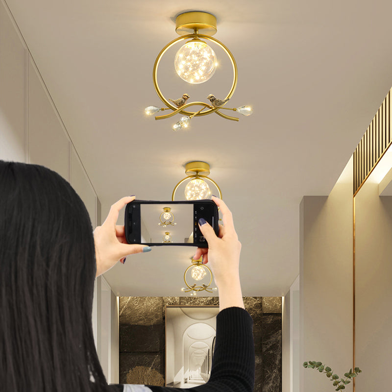 Nordic Starry Glass Ball Ceiling Light LED Flush Mount Light for Hallway