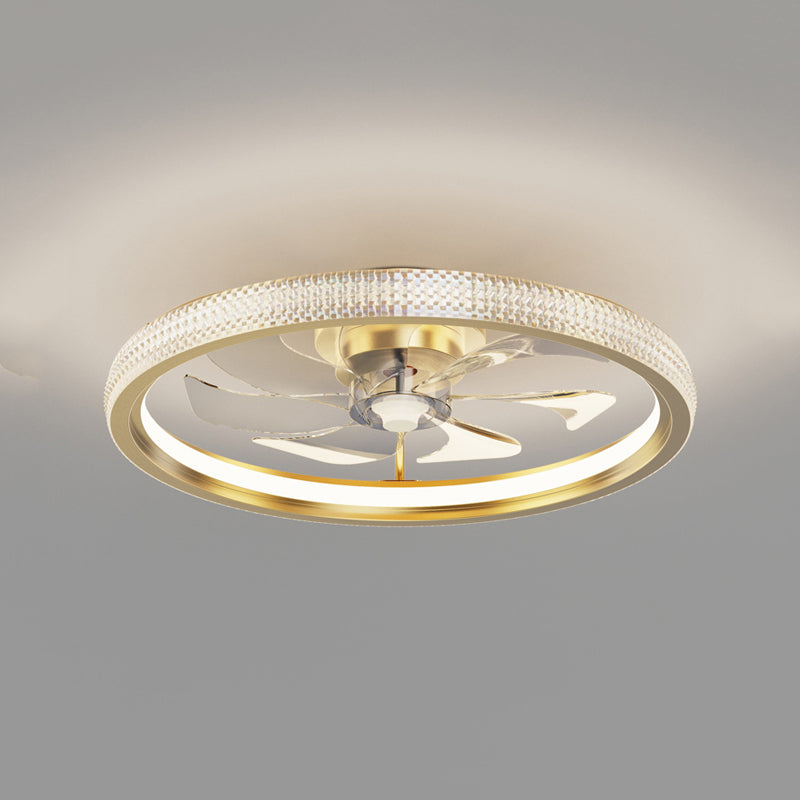 Metal Circular Ceiling Fan Lamp Simplicity Style LED Ceiling Mounted Light