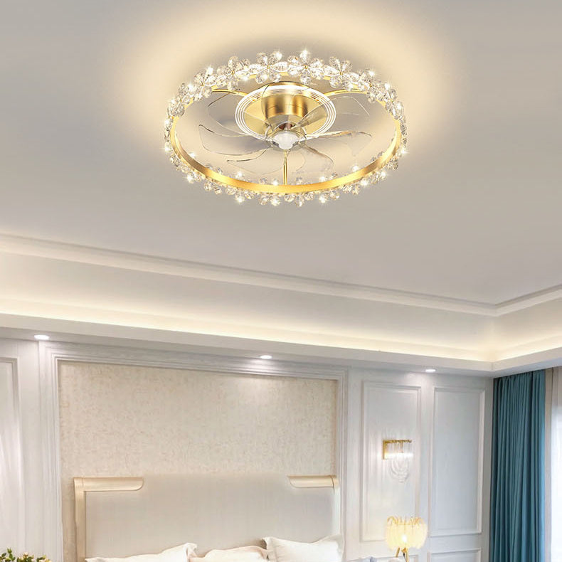 Metal Circular Ceiling Fan Lamp Simplicity Style LED Ceiling Mounted Light