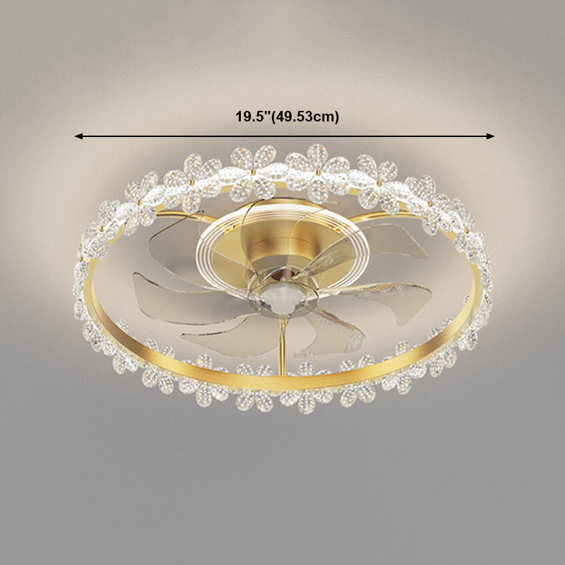 Metal Circular Ceiling Fan Lamp Simplicity Style LED Ceiling Mounted Light