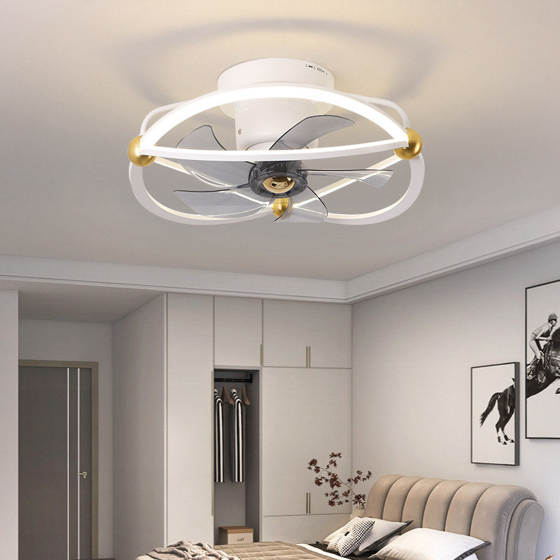 LED Ceiling Fan Lamp Minimalist Style Metal Flush Mount Ceiling Light for Bedroom