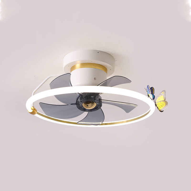 LED Ceiling Fan Lamp Minimalist Style Metal Flush Mount Ceiling Light for Bedroom