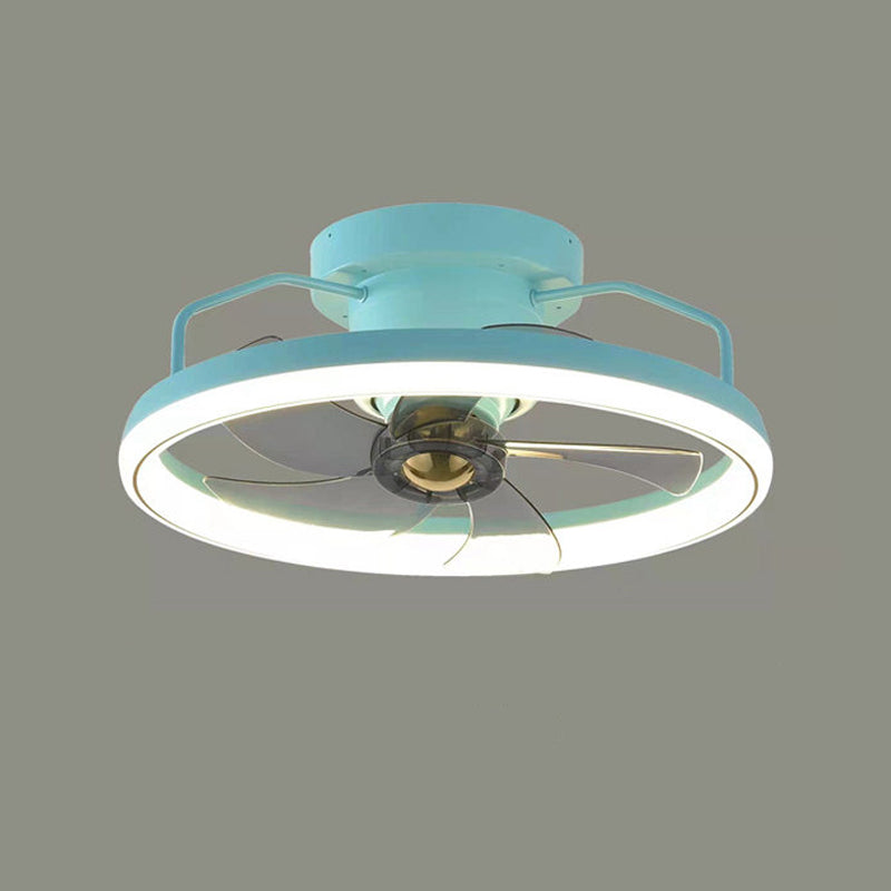 LED Ceiling Fan Lamp Minimalist Style Metal Flush Mount Ceiling Light for Bedroom