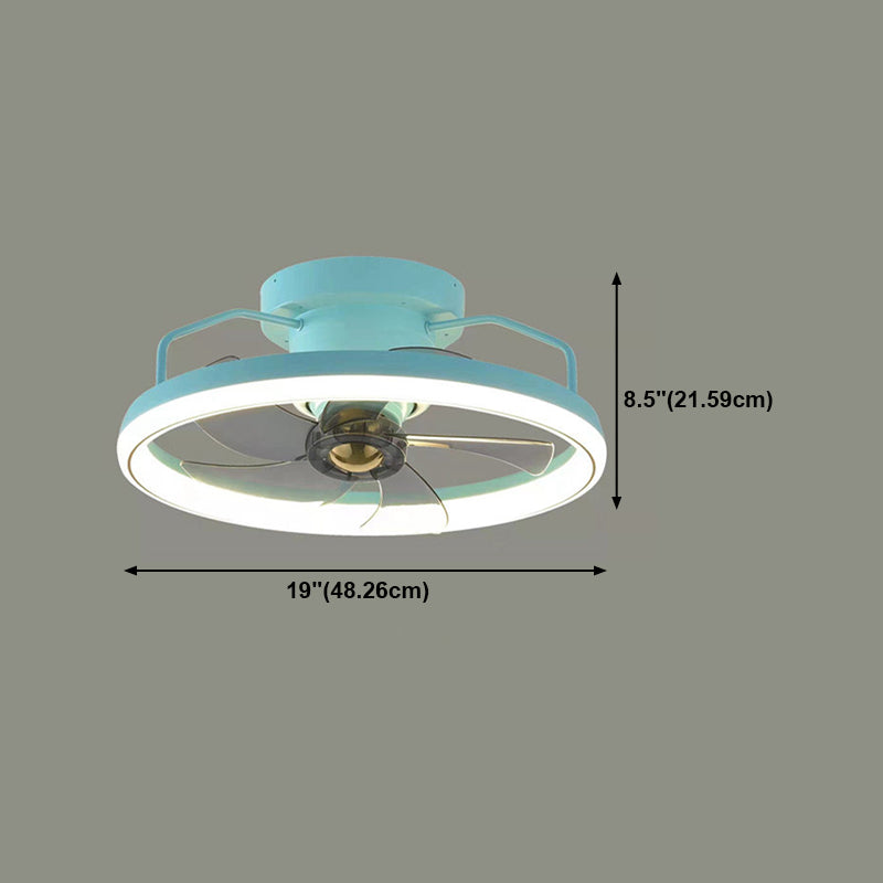 LED Ceiling Fan Lamp Minimalist Style Metal Flush Mount Ceiling Light for Bedroom