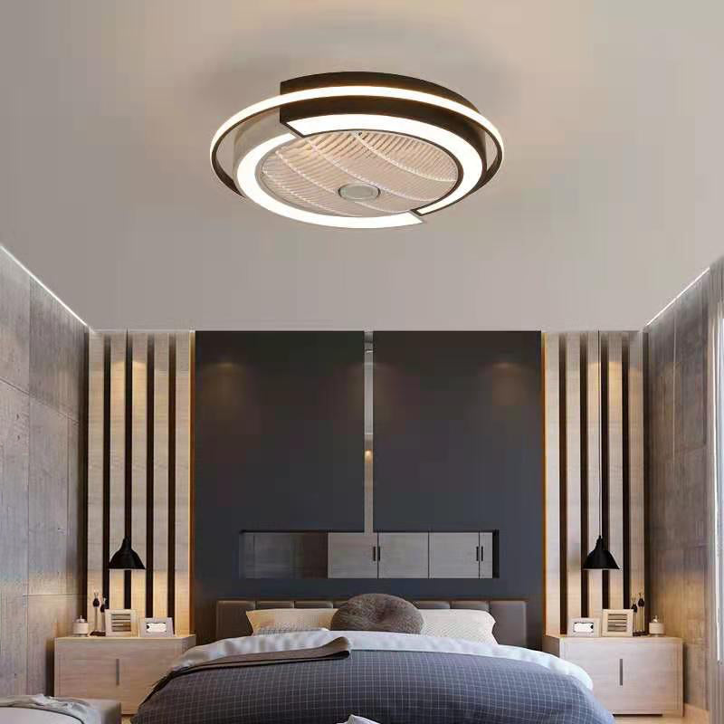 Modern Round LED Ceiling Fan Light Minimalism Flush Mount Light for Living Room