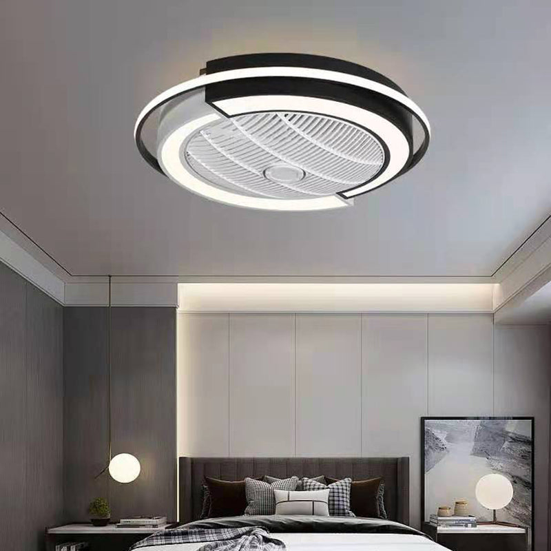 Modern Round LED Ceiling Fan Light Minimalism Flush Mount Light for Living Room