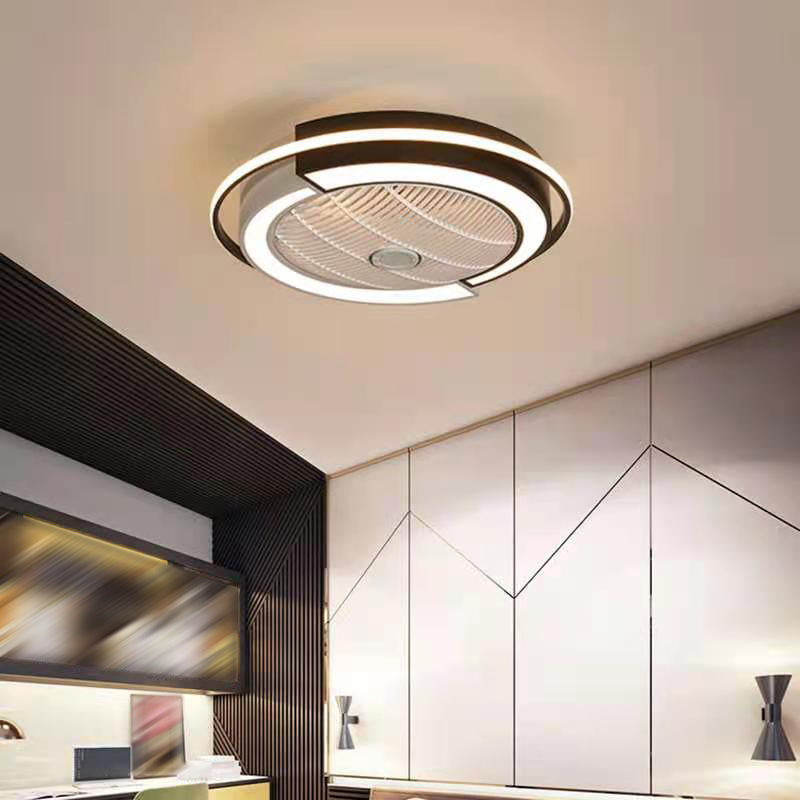 Modern Round LED Ceiling Fan Light Minimalism Flush Mount Light for Living Room