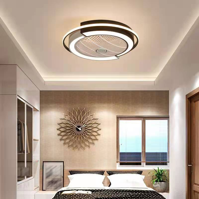 Modern Round LED Ceiling Fan Light Minimalism Flush Mount Light for Living Room