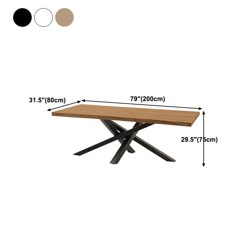 Rectángulo 4 patas mesa industrial de madera sólida mesa fija para restaurante