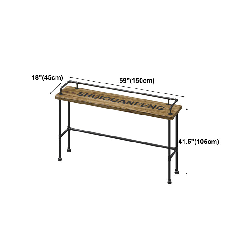 Industrial Wood Bar Table with Rectangle Table Top Black Trestle Table - 42" H