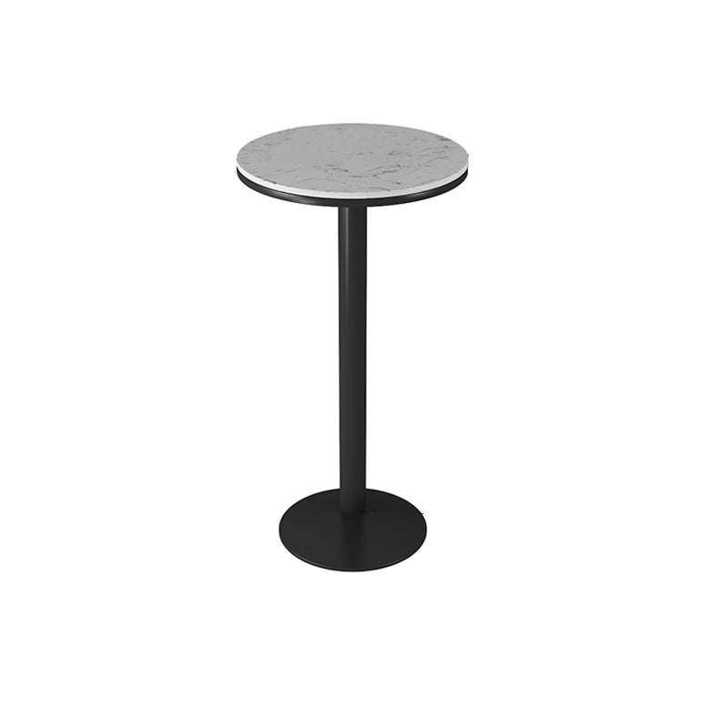 Glam White Marble Counter Table with Round Table Top Pedestal Table - 42" H