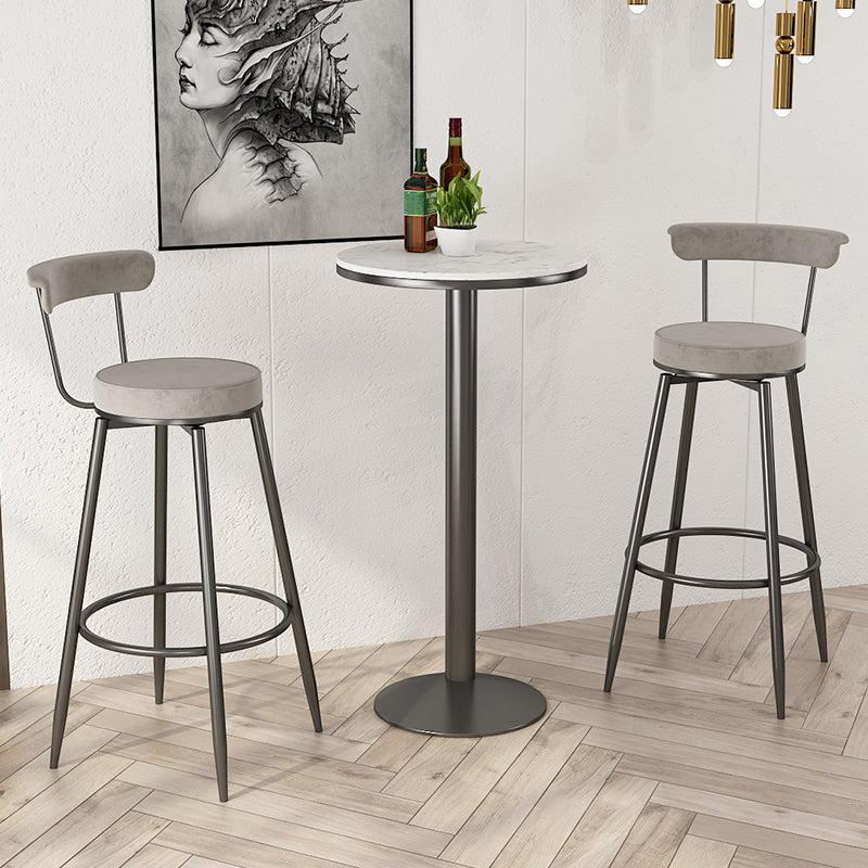 Glam White Marble Counter Table with Round Table Top Pedestal Table - 42" H