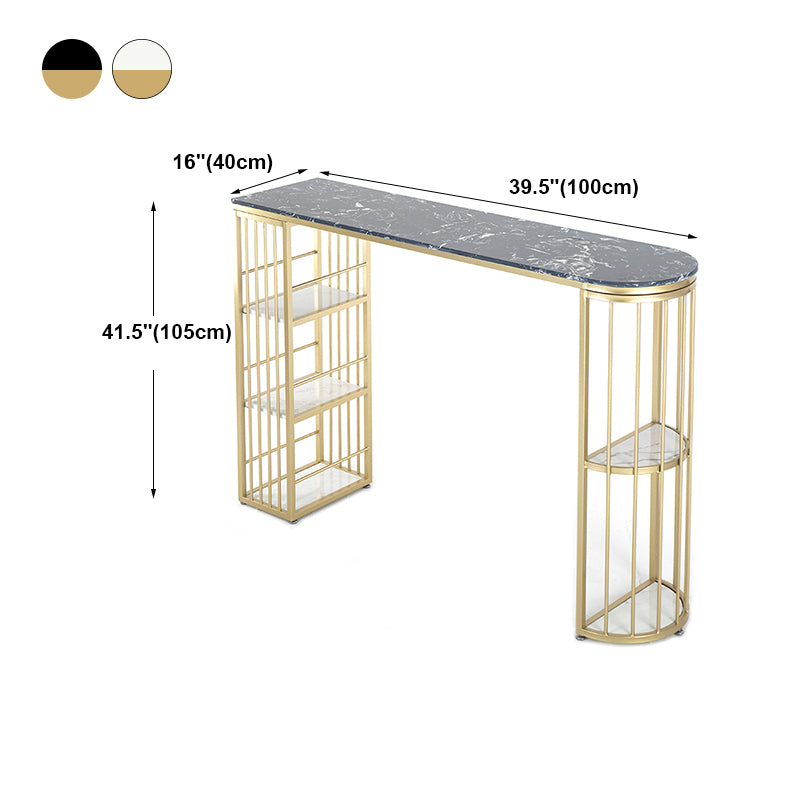 Gold Glam Style Table in Faux Marble Bar Table with Metal Base for Kitchen