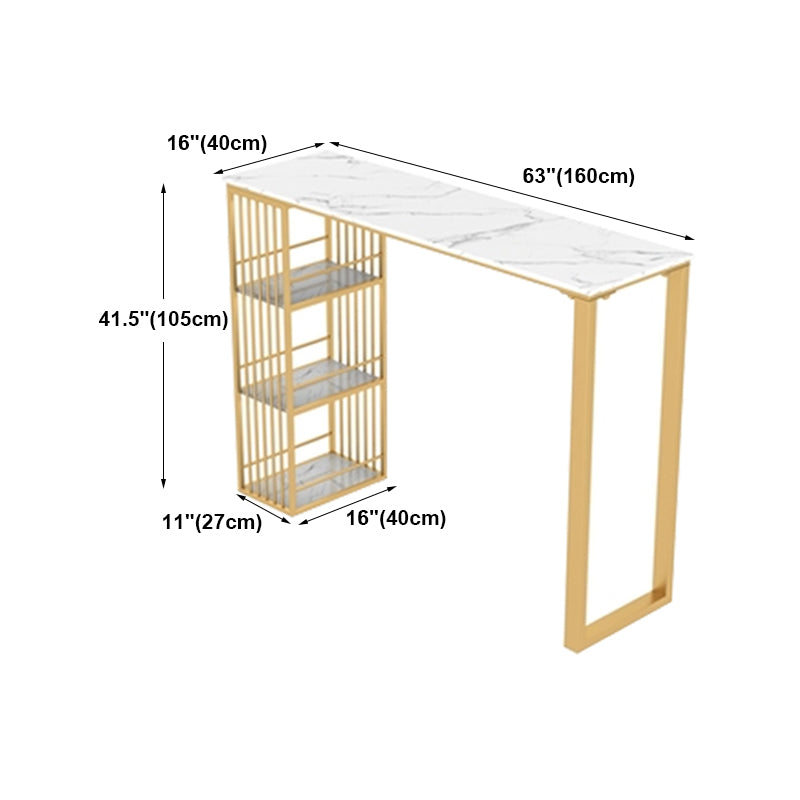 Marble Bar Height Table with Rectangle Table Top Double Pedestal Table - 41.3" H