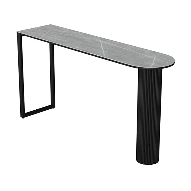 Modern Marble Bar Table with Specialty Table Top Double Pedestal Table- 41.3" H