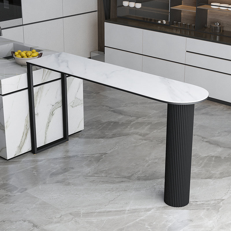 Modern Marble Bar Table with Specialty Table Top Double Pedestal Table- 41.3" H