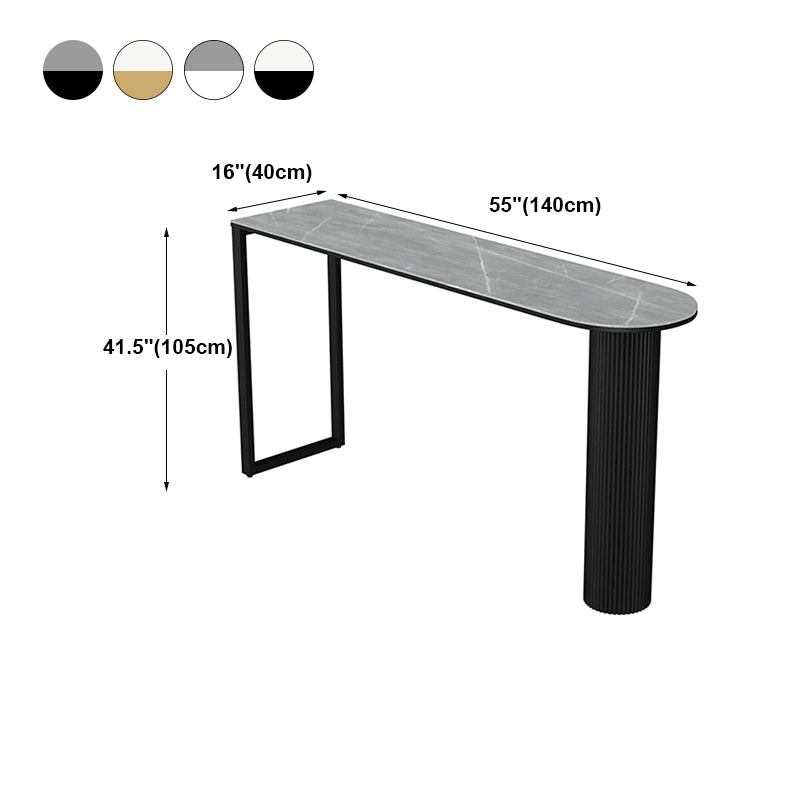 Modern Marble Bar Table with Specialty Table Top Double Pedestal Table- 41.3" H