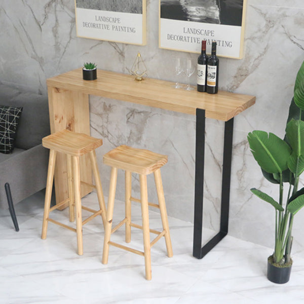 Modern Wood Bar Table with Rectangle Table Top Double Pedestal Table - 15.8'' Square