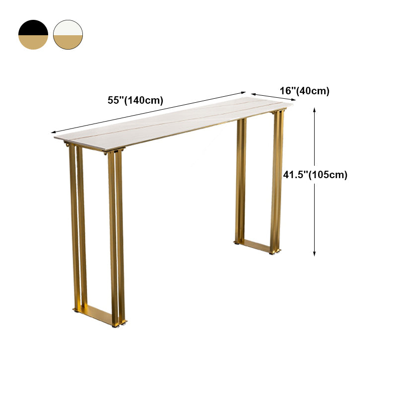 Glam Marble Counter Table with Rectangle Table Top Sled Table - 41.3" H