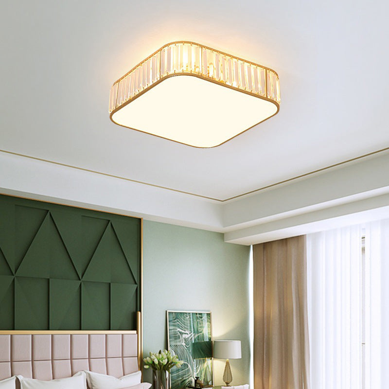 Contemporary Flush Light Fixture Crystal Flush Mount Ceiling Fixture in Gold