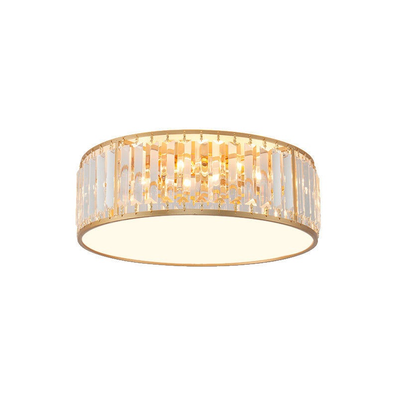 Contemporary Flush Light Fixture Crystal Flush Mount Ceiling Fixture in Gold