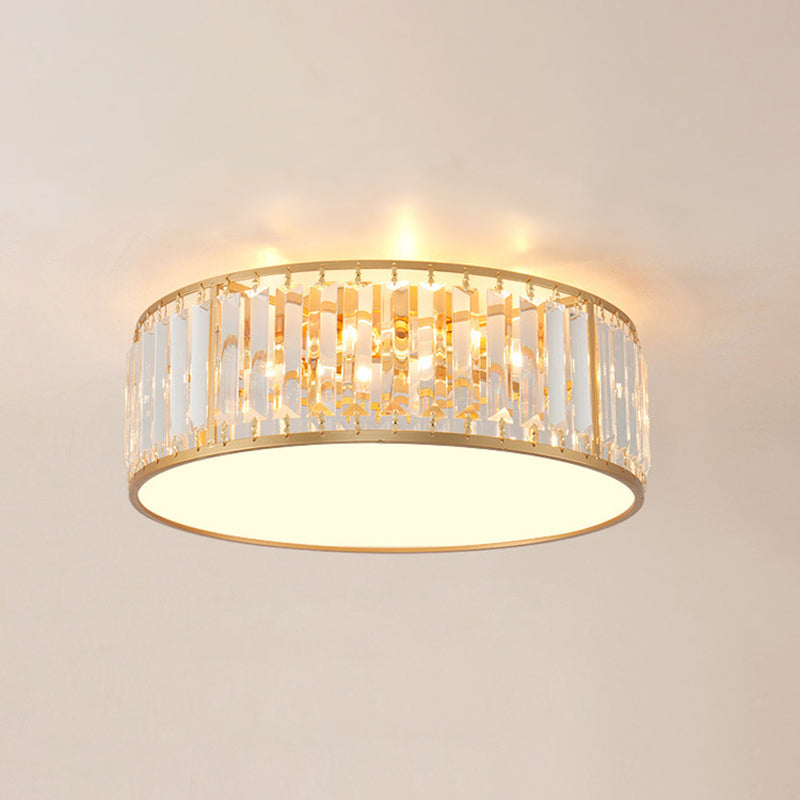 Contemporary Flush Light Fixture Crystal Flush Mount Ceiling Fixture in Gold