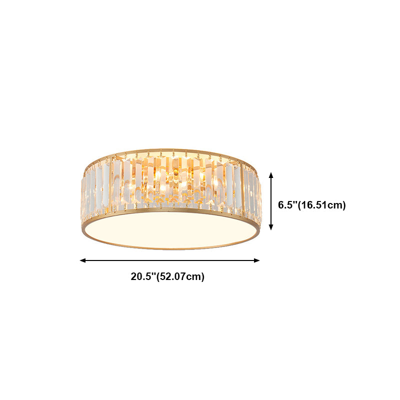 Contemporary Flush Light Fixture Crystal Flush Mount Ceiling Fixture in Gold