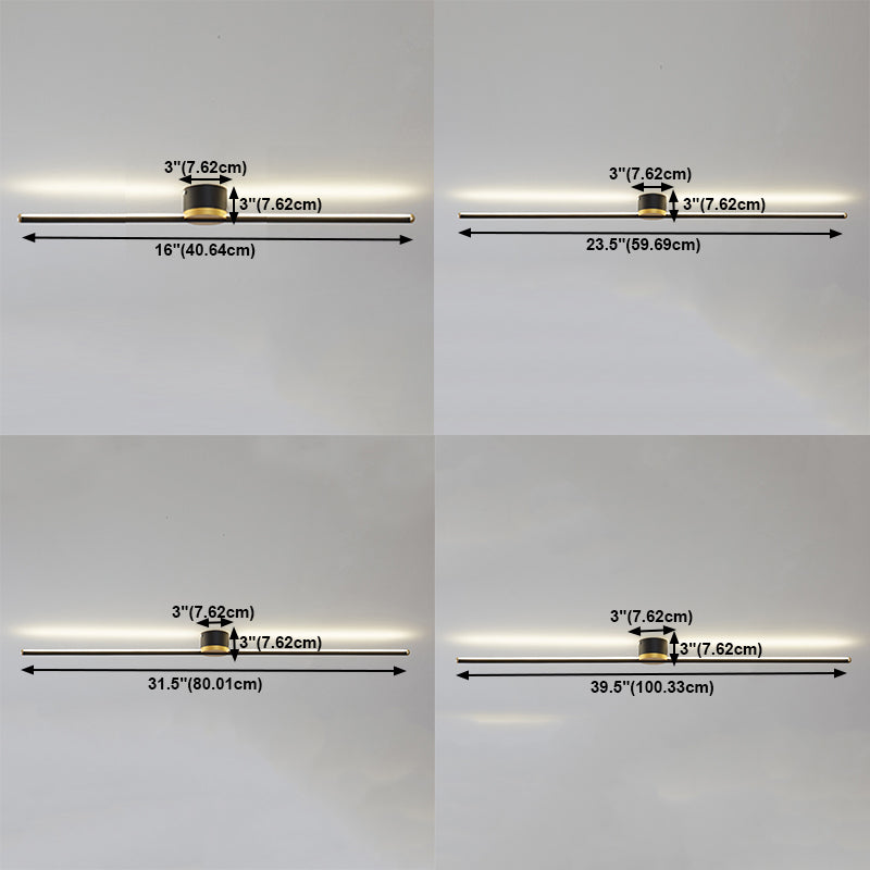 Metal Linear Shape Flush Ceiling Light Modern Style 1 Light Flush Ceiling Light Fixtures