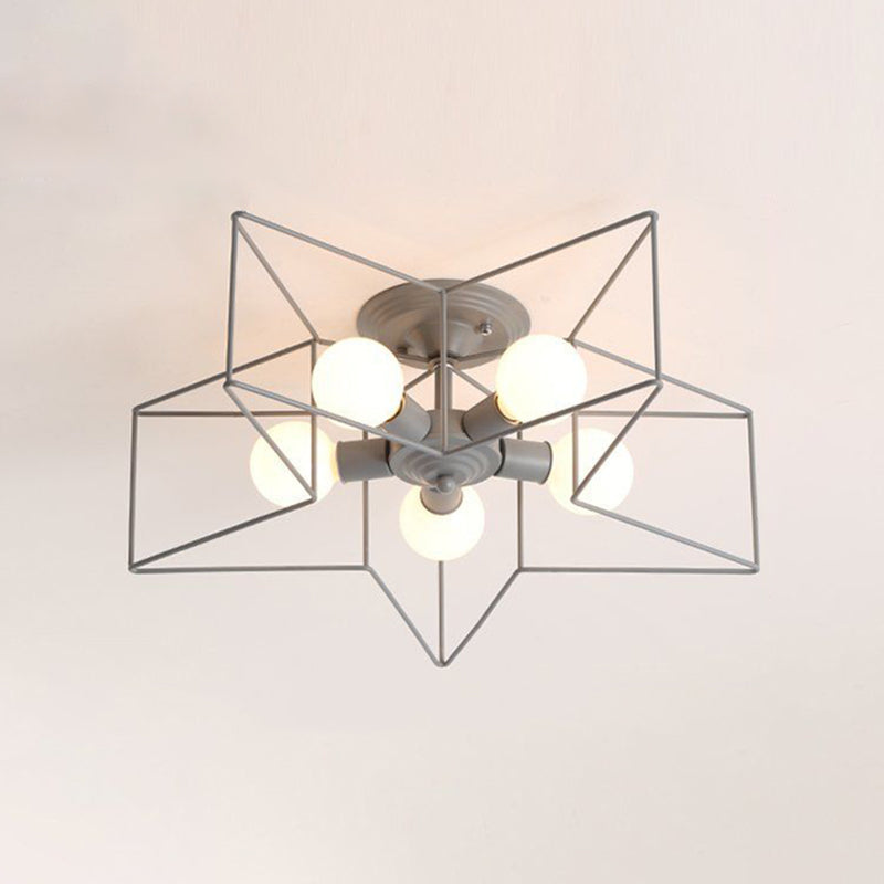 Modern Style Star Shape Ceiling Light Metal 5-Light Ceiling Lighting for Dining Room