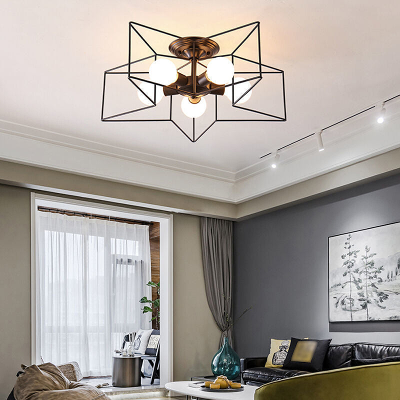 Modern Style Star Shape Ceiling Light Metal 5-Light Ceiling Lighting for Dining Room