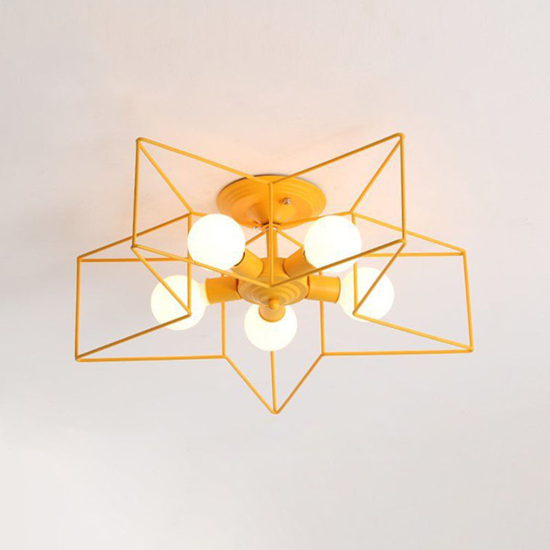 Modern Style Star Shape Ceiling Light Metal 5-Light Ceiling Lighting for Dining Room