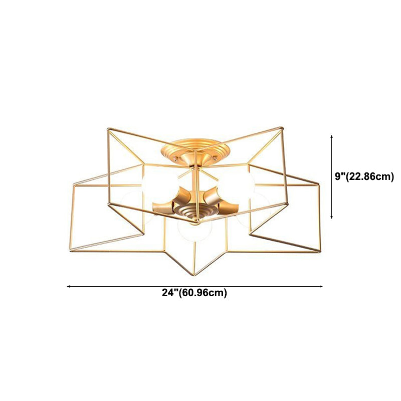 Modern Style Star Shape Ceiling Light Metal 5-Light Ceiling Lighting for Dining Room