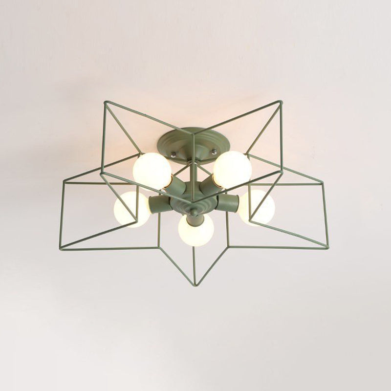 Modern Style Star Shape Ceiling Light Metal 5-Light Ceiling Lighting for Dining Room