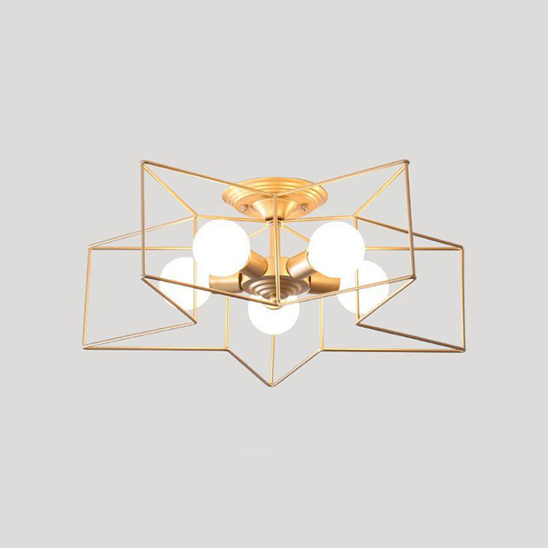 Modern Style Star Shape Ceiling Light Metal 5-Light Ceiling Lighting for Dining Room