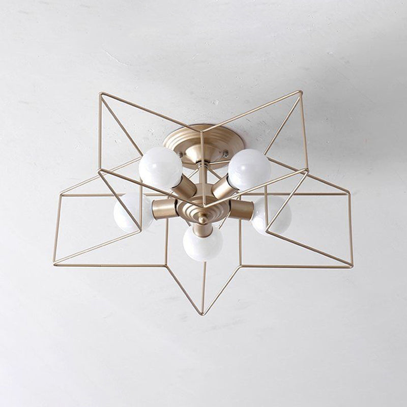 Modern Style Star Shape Ceiling Light Metal 5-Light Ceiling Lighting for Dining Room