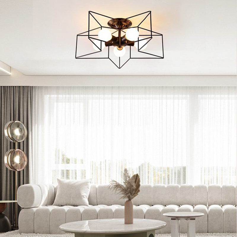 Modern Style Star Shape Ceiling Light Metal 5-Light Ceiling Lighting for Dining Room