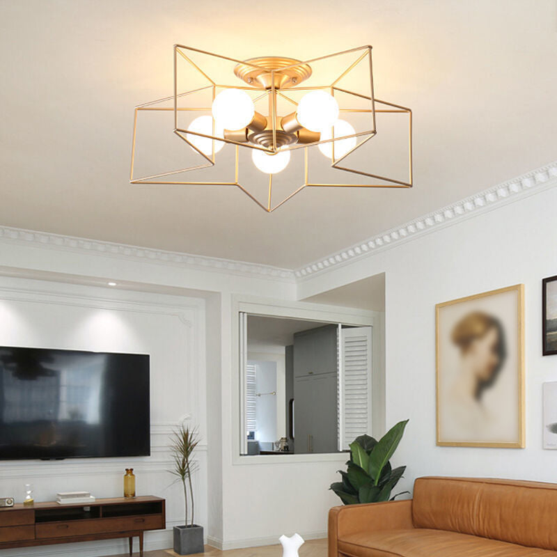 Modern Style Star Shape Ceiling Light Metal 5-Light Ceiling Lighting for Dining Room