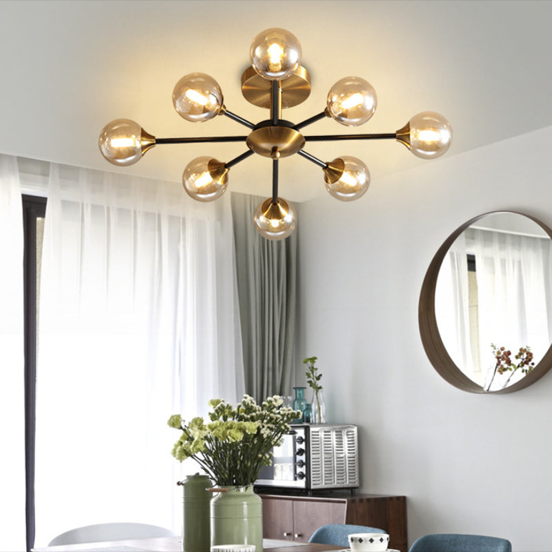 Ball Shape Glass Flush Ceiling Light Modern Multi Lights Flush Mount Lighting in Brass