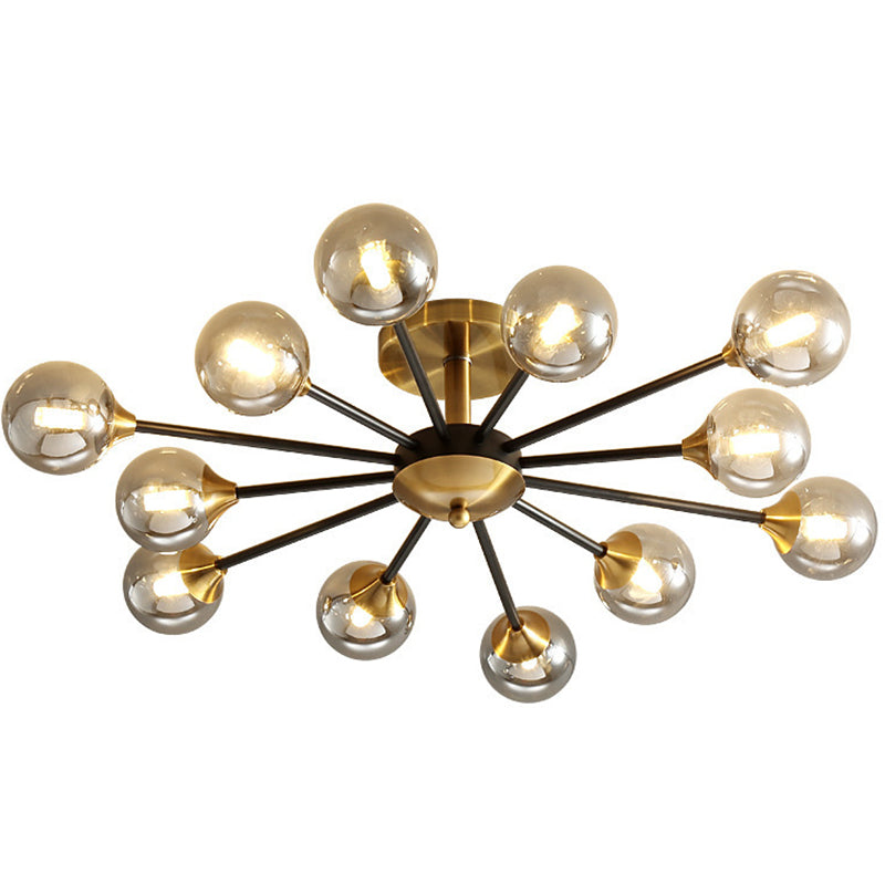 Ball Shape Glass Flush Ceiling Light Modern Multi Lights Flush Mount Lighting in Brass