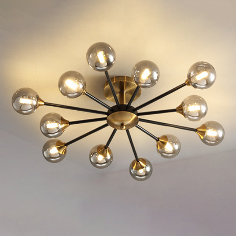 Ball Shape Glass Flush Ceiling Light Modern Multi Lights Flush Mount Lighting in Brass