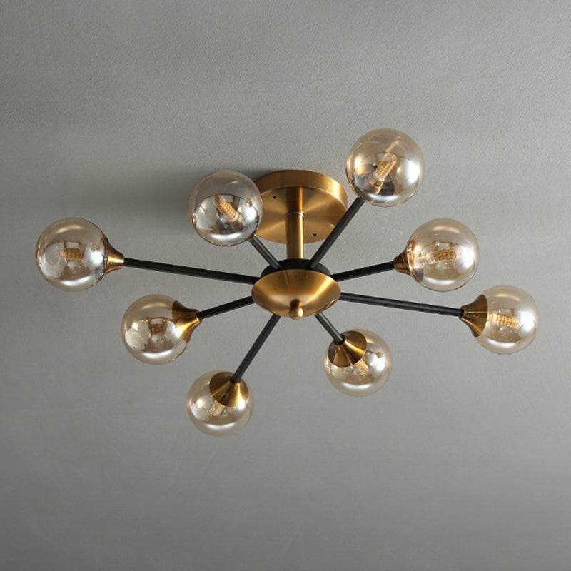 Ball Shape Glass Flush Ceiling Light Modern Multi Lights Flush Mount Lighting in Brass