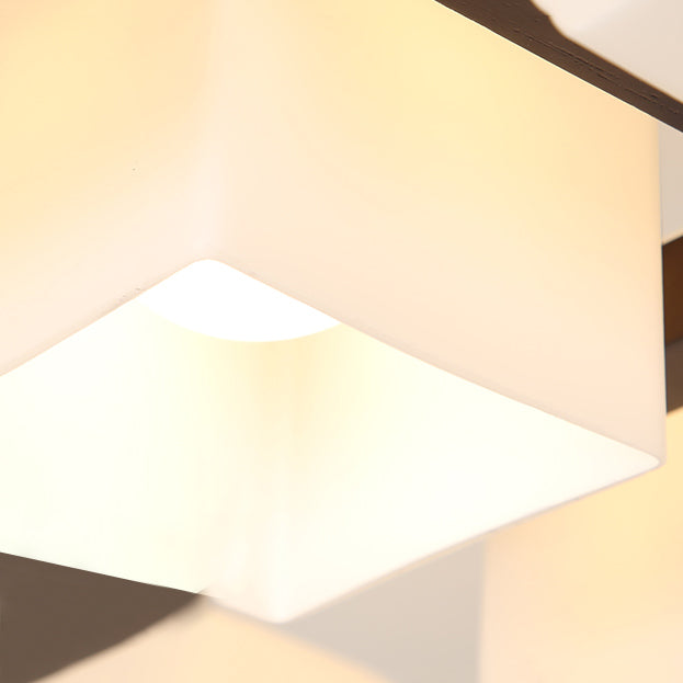 Cubo contemporáneo Flush Lighting Wood Flush Mount Techo Apfition en marrón