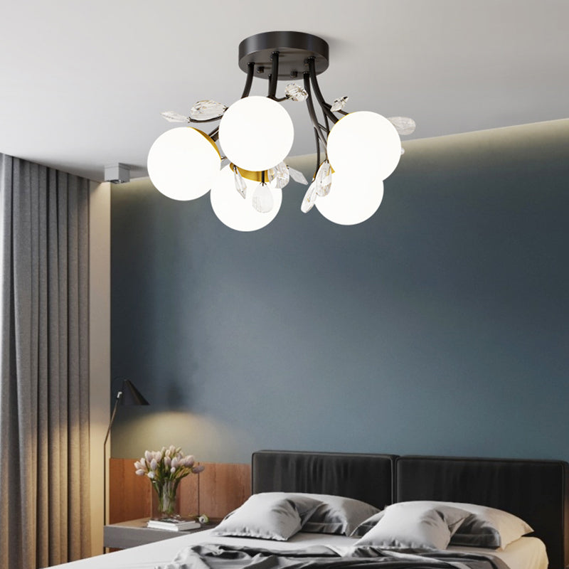 Globe contemporain Flush Lightture Glass Flush Mount Mount Plafond Ayémorrat en noir