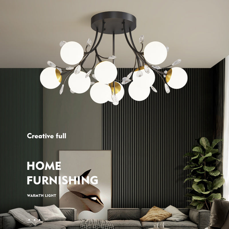 Globe contemporain Flush Lightture Glass Flush Mount Mount Plafond Ayémorrat en noir