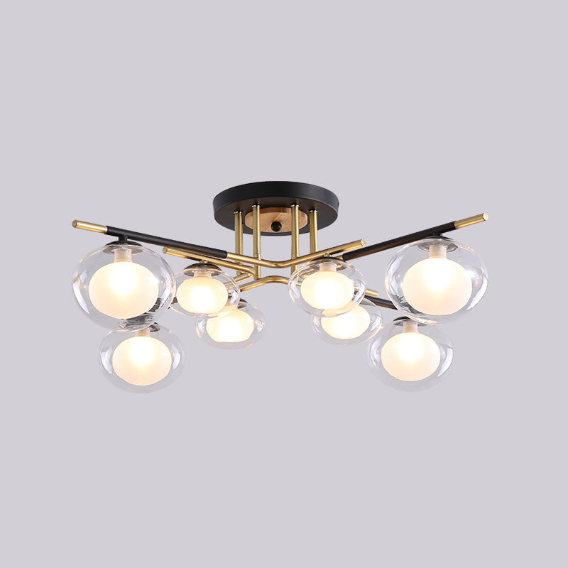 Contemporary Sphere Flush Light Fixture Glass Flush Mount Ceiling Fixture in Black