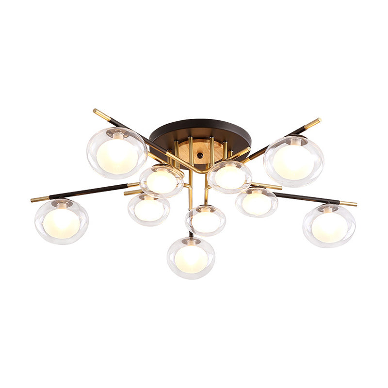 Contemporary Sphere Flush Light Fixture Glass Flush Mount Ceiling Fixture in Black