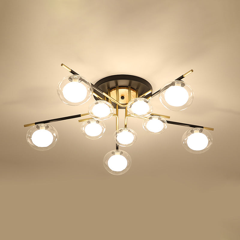 Contemporary Sphere Flush Light Fixture Glass Flush Mount Ceiling Fixture in Black